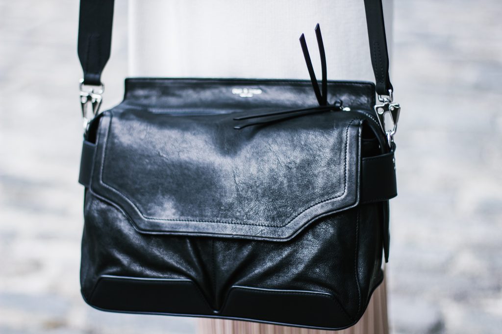 Rag & Bone Pilot Satchel oversized sweater metallic pleated skirt pointed nude patent leather flats street style fall autumn trends 2016 // Charleston Fashion Blogger Dannon Like The Yogurt 