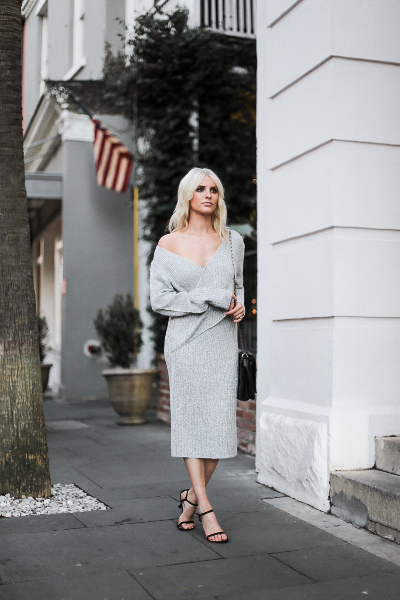 Make Me Move cmeo collective sweater ribbed knit dress v neck grey Shopbop Revolve Nordstrom blogger street style winter 2017 // Charleston Fashion Blogger Dannon Like The Yogurt 
