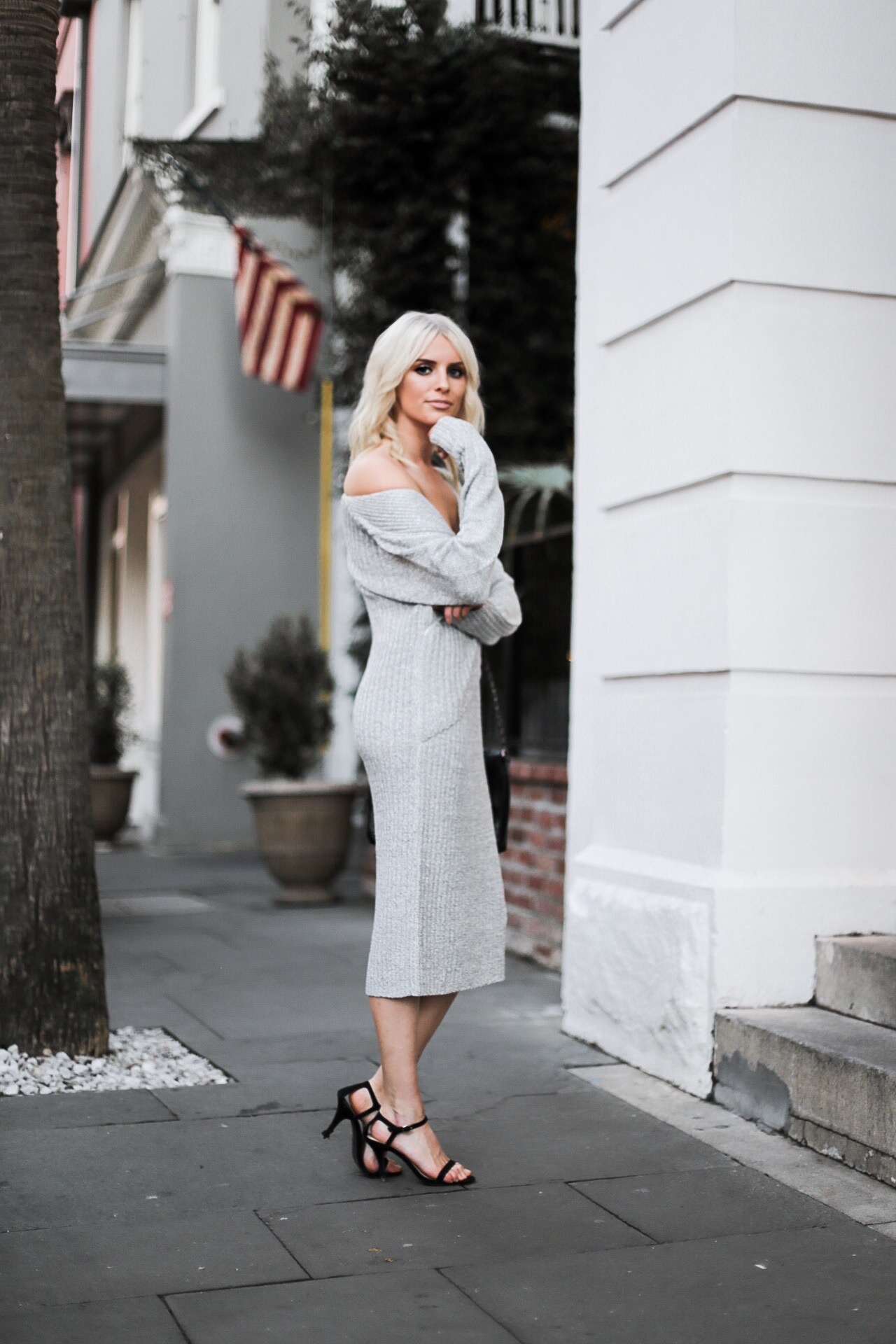 Make Me Move cmeo collective sweater ribbed knit dress v neck grey Shopbop Revolve Nordstrom blogger street style winter 2017 // Charleston Fashion Blogger Dannon Like The Yogurt 