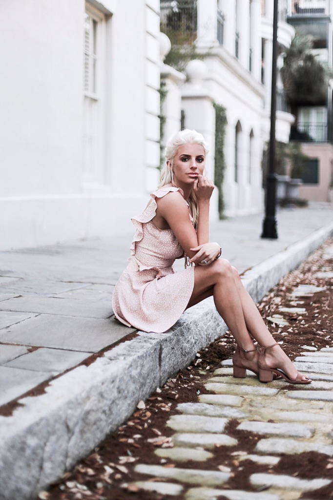 Polka Dots Flynn Skye Dress in Beige Orbit Revolve steve madden spring street style southern Charleston Fashion Blogger Dannon K. Collard Like The Yogurt