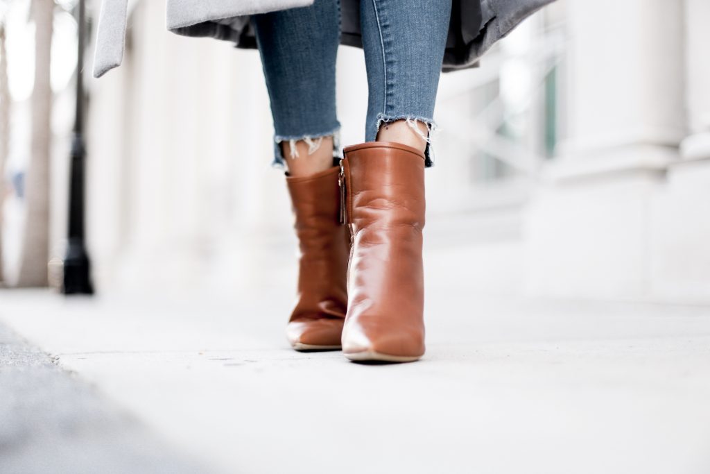 Winter Neutrals Winter Neutrals grey wool long coat white turtleneck ribbed sleeveless crop top skinny jeans camel ankle boots Charleston Fashion Blogger Dannon Like The Yogurt