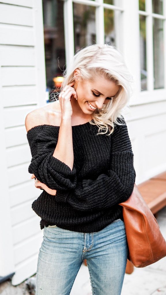 Loose Knits twist back sweater skinny jeans nude heels Charleston Fashion Blogger Dannon Like The Yogurt